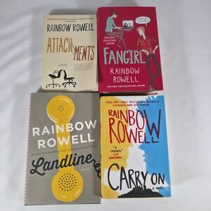 Rainbow Rowell Book Set: Fangirl, Landline, Carry On, And Attachments